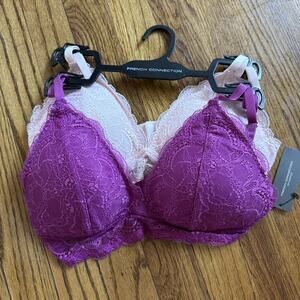 French Connection 2-Pack Lace Bralette Set - Size M - NWT C1